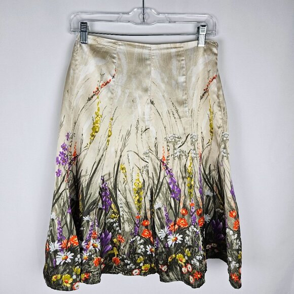 Chicos Silk & Cotton Floral Garden Silk A-Line Skirt Size Small or Chico's 0 - Picture 2 of 8